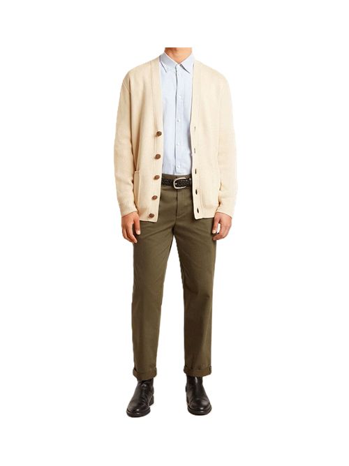 Golden Goose Cardigan da uomo di colore beige con scritta 'Golden' sul retro Golden Goose | GMP00946P00197255550